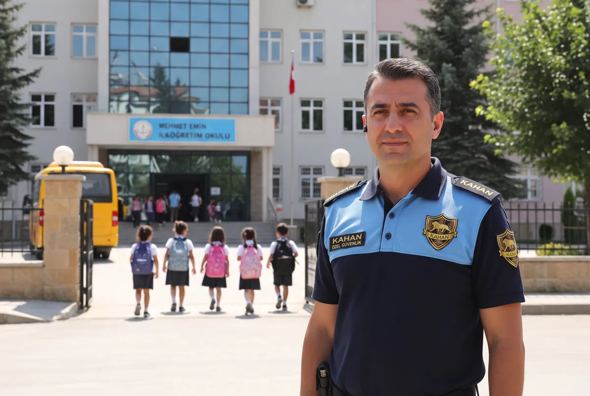 Okul bahçesinde görev yapan Kahan güvenlik görevlisi